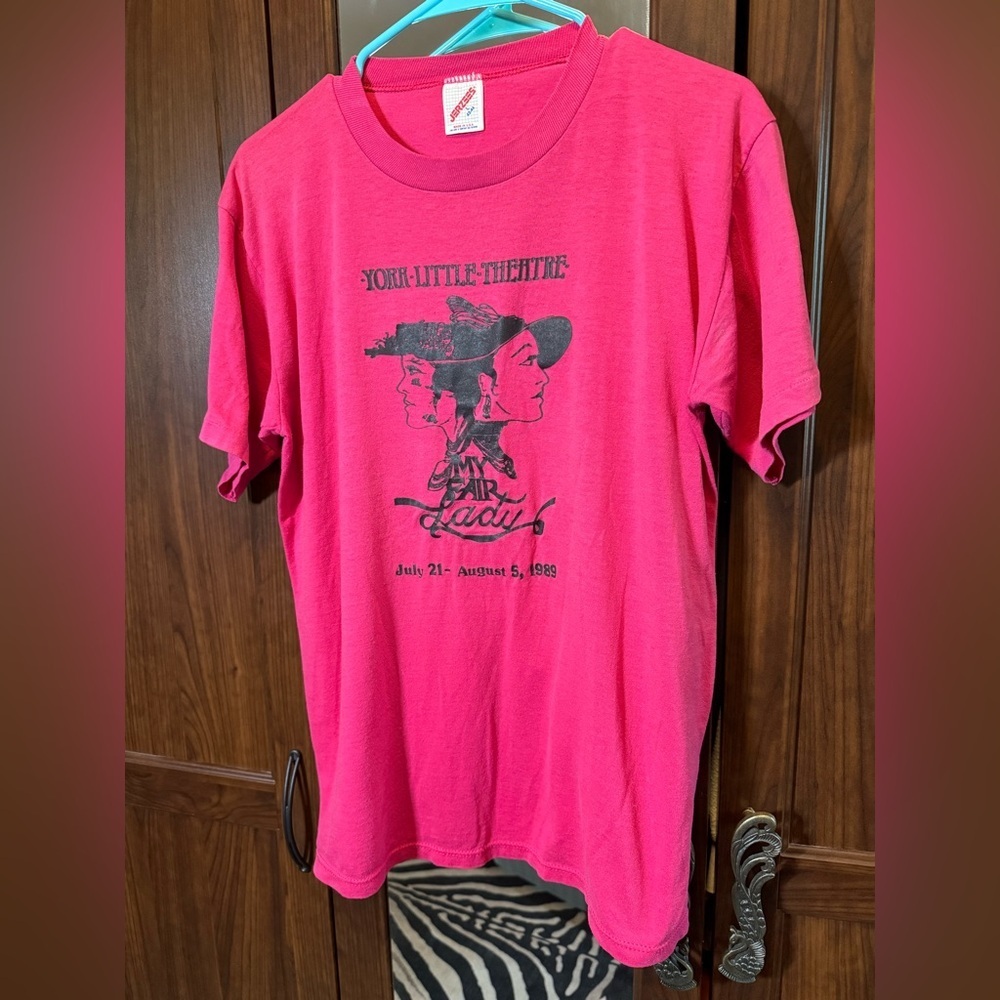 Vintage York Little Theater My Fair Lady 1989 Pink Graphic Tee
